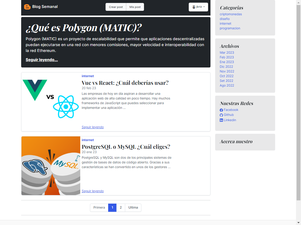 Blog de noticias semanales